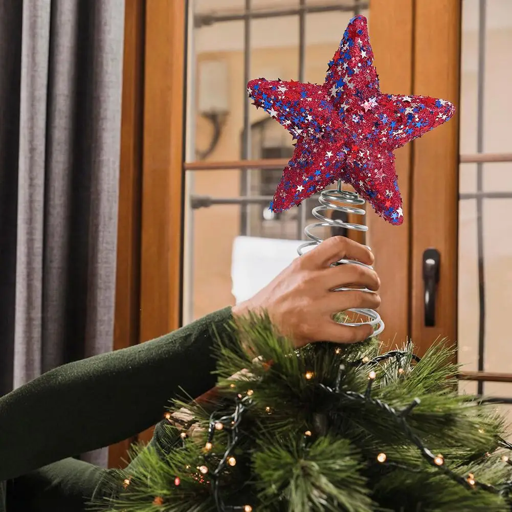 

Red Christmas Tree Topper Glitter Golden Powder Star Christmas Decor For Home Xmas Tree Ornaments 2026 New Year Navidad W6X7