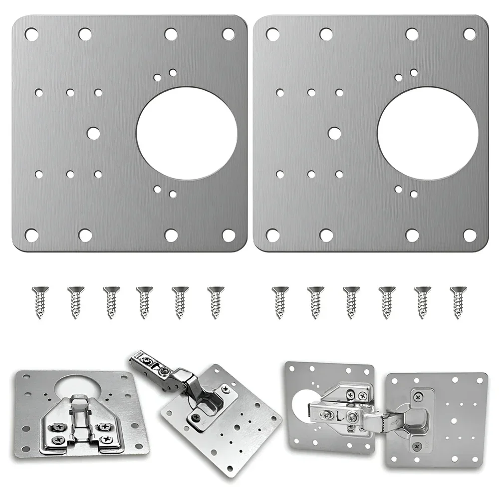 Stainless Steel Hinge Repair Plate Kits Cabinet Furniture Drawer Table Hinges Mounting Plate with Screw Flat Fixing Brackets