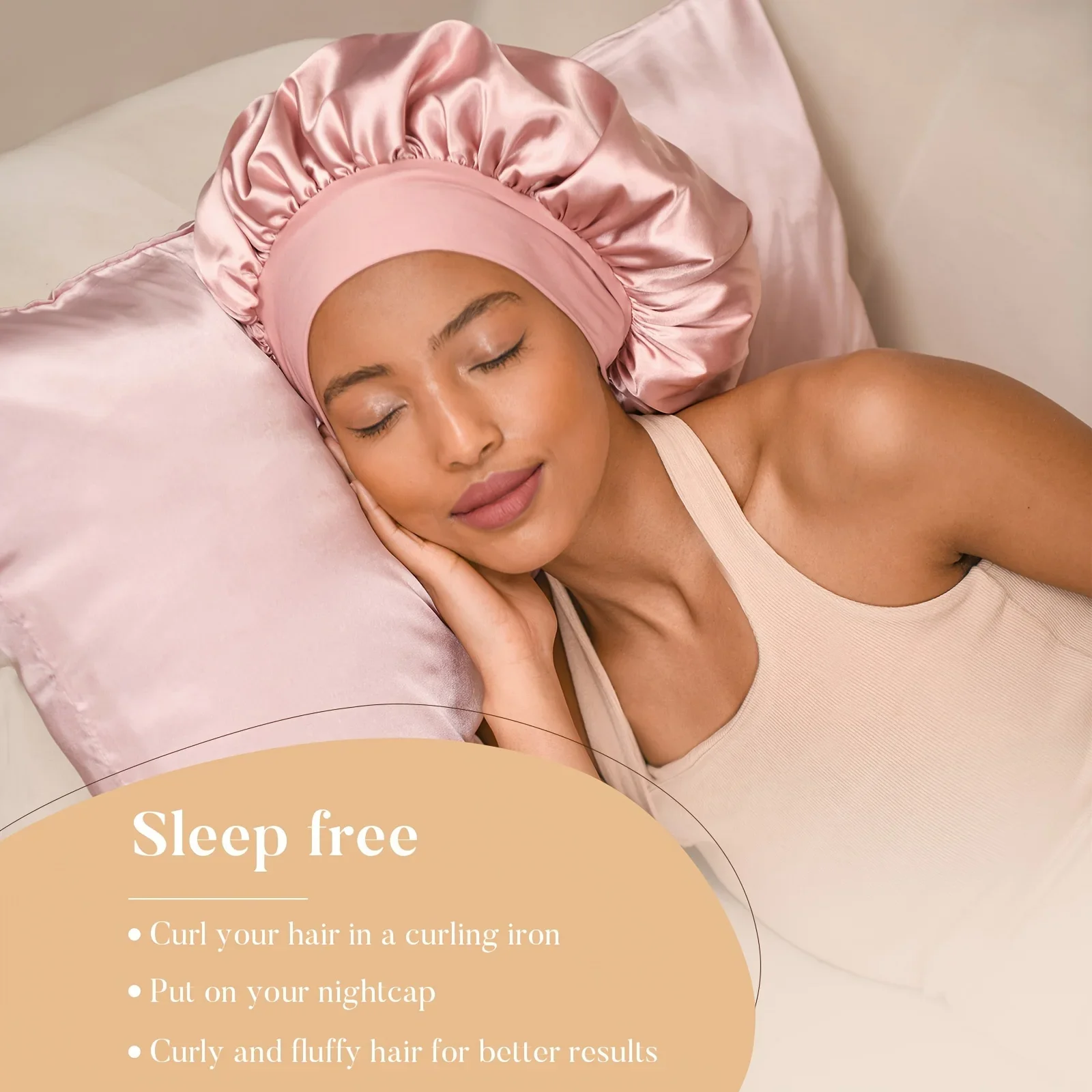 5/6/7pcs Set No Heat Hair Curler Salon Satin Sleeping Sleeping Cap Hat Soft Cooling Eye Mask and Hairpin for Household Travel