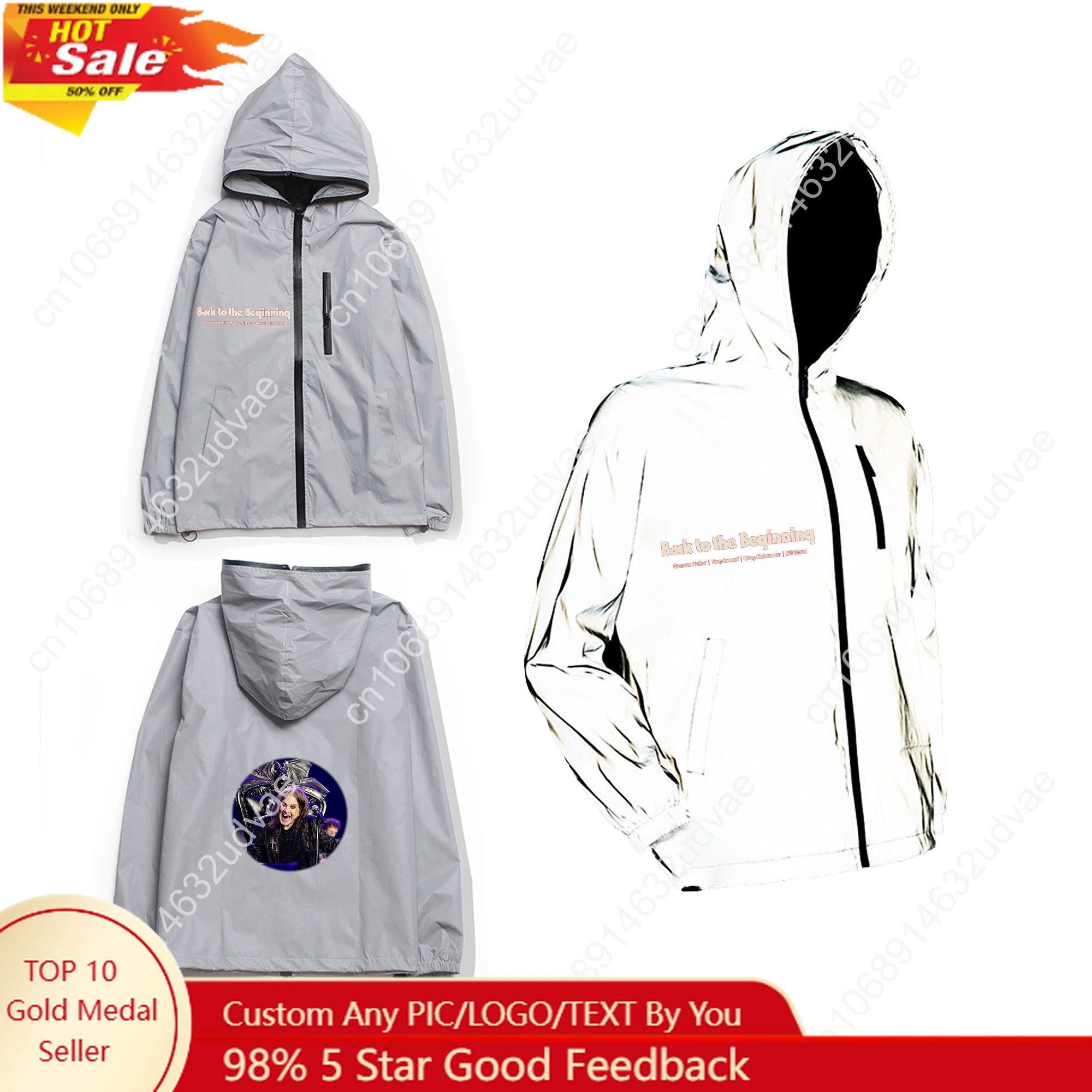 

Ozzy Osbourne 1948-2025 Reflective Jacket Men Women Youth Coat Zipper Windbreaker Back To The Beginning Cycling Customized TOPS