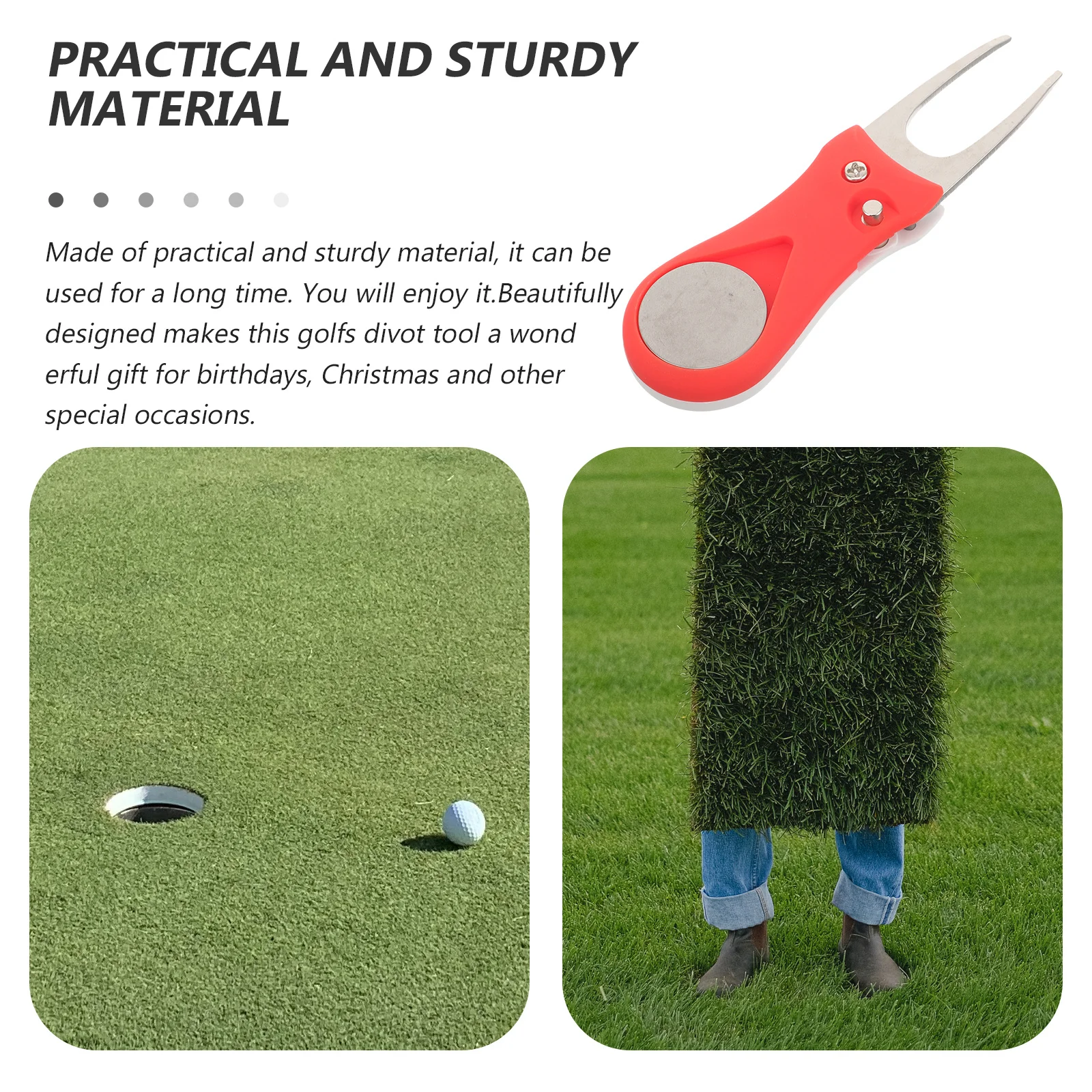 Golf Divot Repair Tool with Ball Marker Compact Metal Divot Fork for Green Maintenance Professional Golfing Accessories