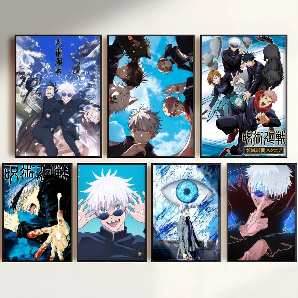 J-Jujutsu Kaisen Anime Painting Calligraphy Canvas Poster Art for Bedroom Living Room Home Decor Decals HD Wall Decoration Gift