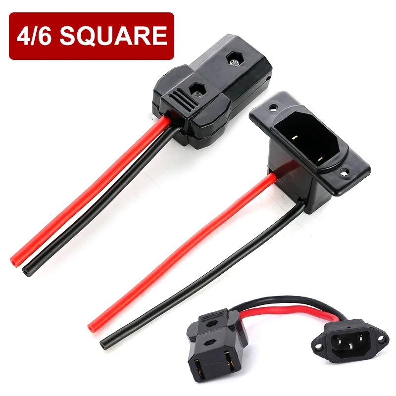 

Electric Tricycle Battery Charging Port Cable 4/6 Square Male Female Plug Holder Dry Water Battery Charging Cord Socket Wire