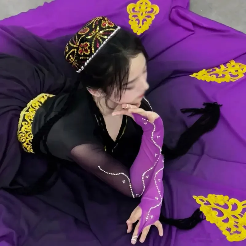 

Xinjiang Uighur Dance Stage Performance Big Swing Practice Skirt National Dance Dress Mongolian Dance Folk Stage Performance