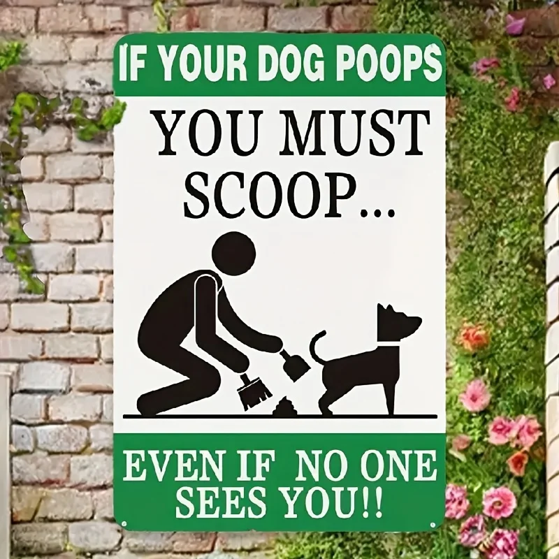 Humorous Dog Poop Sign |  Aluminum Wall-Mounted Metal Yard Decor | Durable & Weatherproof | No Power Needed | for Garden,