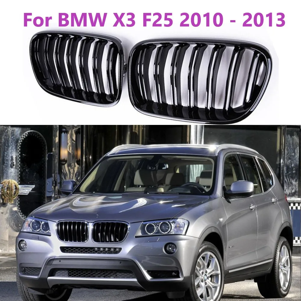 

For BMW X3 F25 2010 2011 2012 2013 1Pair Front Kidney Grilles Matte Gloss Black Replacement Racing Bumper Car Styling