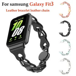 For Samsung Galaxy FIT3 strap, hollow chain leather magnetic buckle, high-quality real leather for Galaxy FIT3 replacement strap