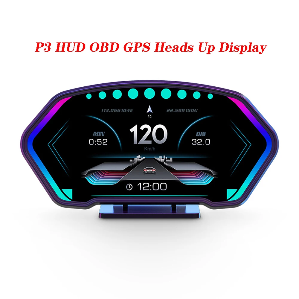 

P3 HUD OBD2 GPS Car Head Up Display Windshield Car Speedometer Slope Gauge Overspeed Temperature Voltage Alarm Diagnotstic Meter