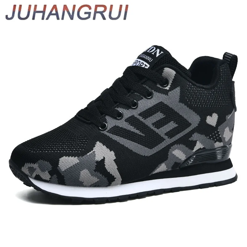 

Women's Thick Soled Mesh Casual Summer Breathable Interior Height Increasing Camouflage Casual Thick Soled Sneakers Shoes 44