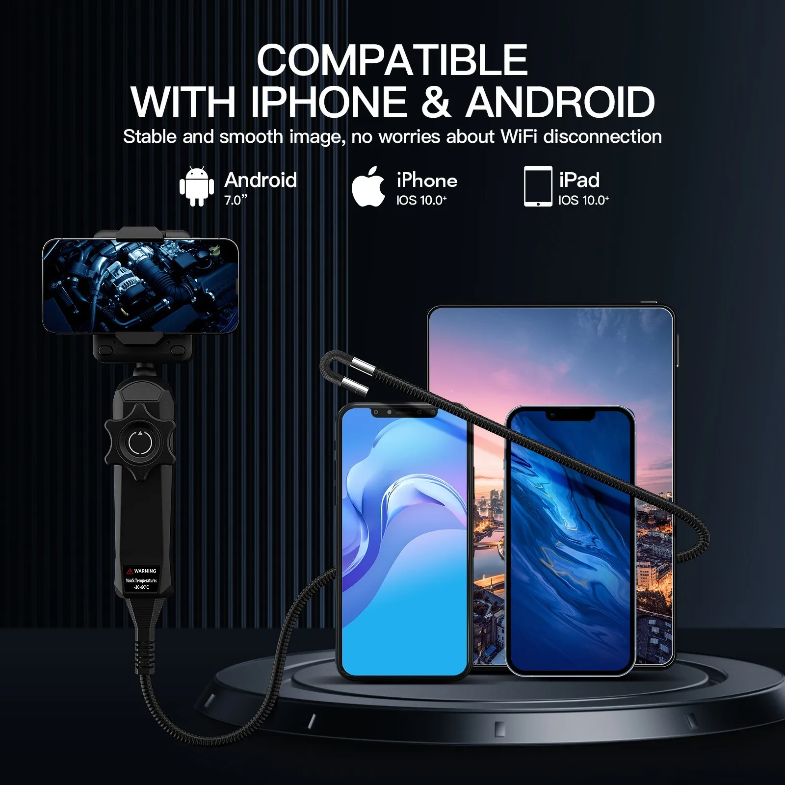 6MM 2MP1080P 360 Degree Steering Two Way Articulate  WIFI Endoscope  CMOS Borescope  Inspection Otoscope Digital Microscope