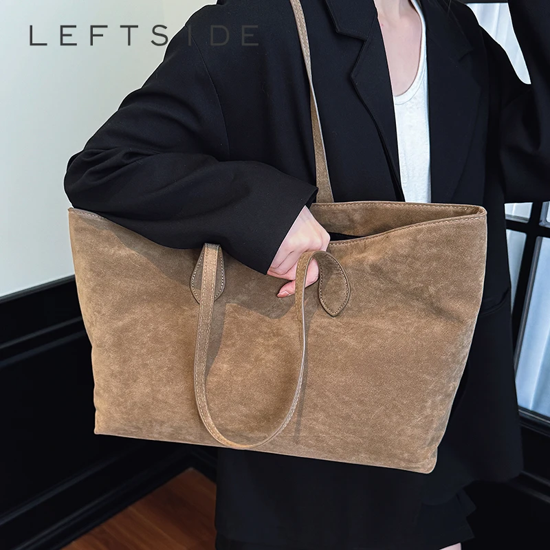 

LEFTSIDE Design large capacity PU Leather Shoulder Bags for Women 2025 Winter Trend Tote Bag Females Retro New ​Luxury Handbags