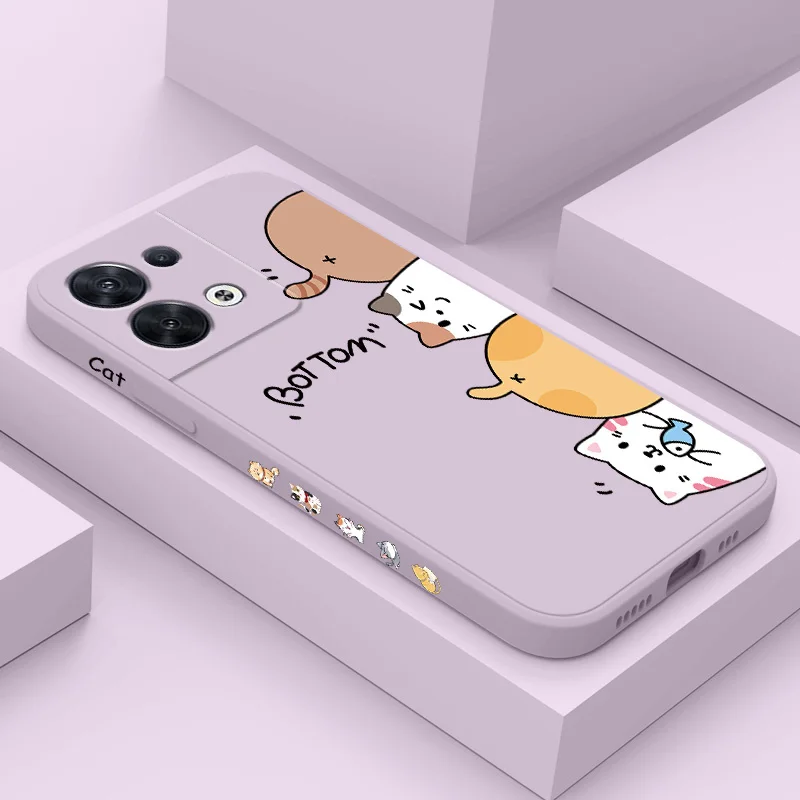 Cat Litter Phone Case For OPPO Reno 8 8T 8Z 7 7Z 6 5 F19 F9 Pro 4G 5G Liquid Silicone Cover