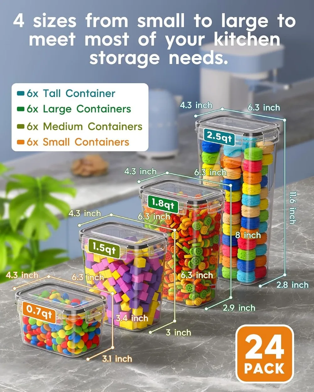 กล่องเก็บอาหารสุญญากาศ 24 ชิ้น - Food Storage With Lids บทวิจารณ์และราคา