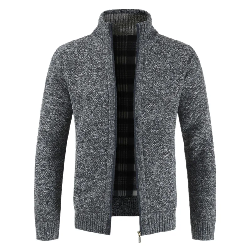 Suéteres de zíper de lã masculino, casaco cardigan slim fit, jaquetas novas, outono e inverno