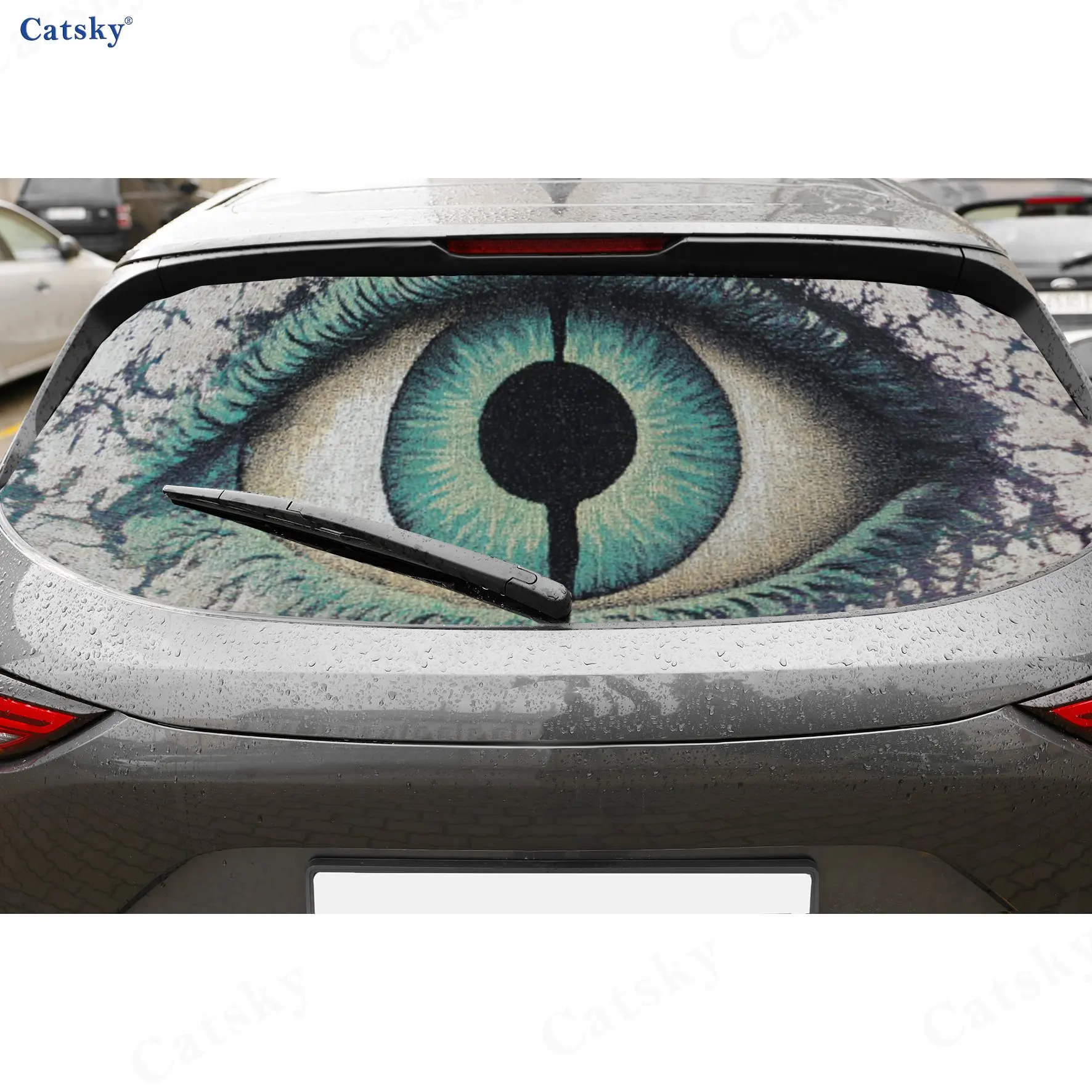 

Mystic Green Eye Artistic Voyage PVC Perforated Car Vinyl Wraps, Durable Car Rear Windshield Sticker, Waterproof Car Rear Window