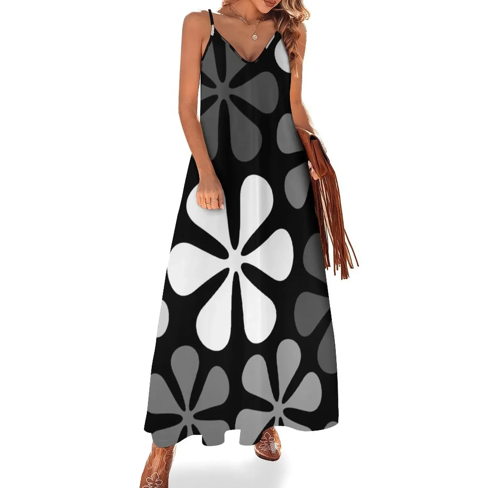 

Abstract Flowers Monochrome Sleeveless Dress women's clothing summer 2024 novelties women clothing 2024 new arrivals Dress