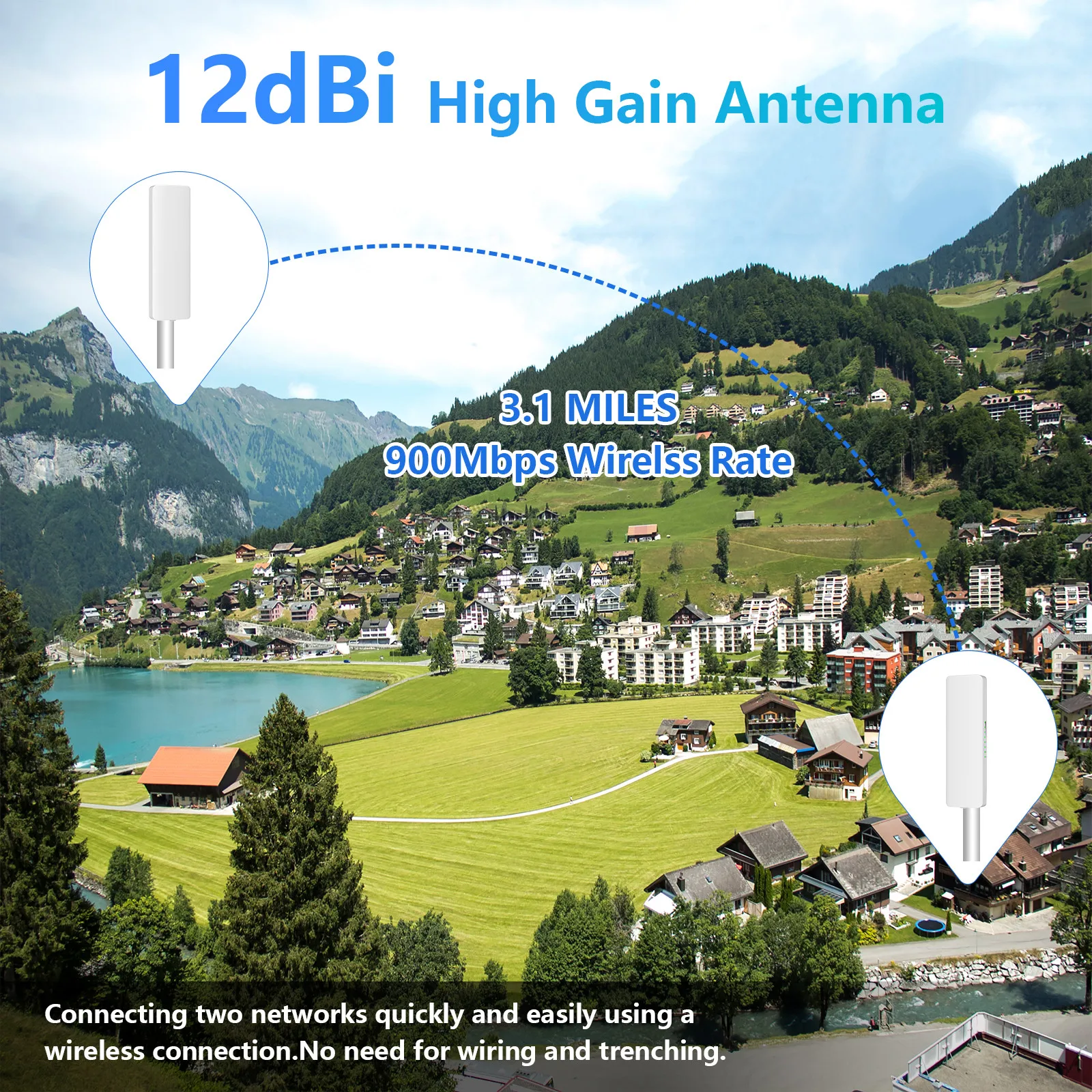 Comfast 3-5km Outdoor Access Point 5,8/900mbps GHz Langstrecken-WLAN-Antenne 12dbi Wireless AP Bridge CPE Nanostation Router