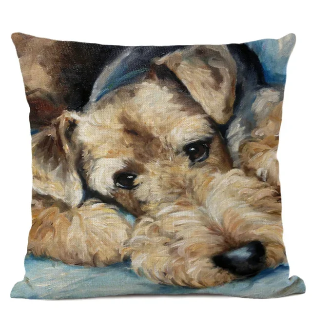 45x45cm Hand-Painted Dog Decorative Pillows Cover Cute Bulldog Cushion Cover Linen Pillowcase for Cojines Decorativos Para Sofa