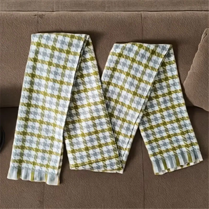 

Ladies fringed winter warm scarf green white plaid towel for women autumn out wear soft wear hot scarf 2025 new style outfits