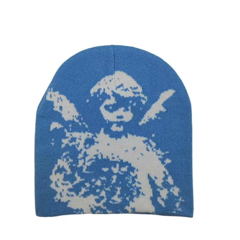 Unisex winddichte Strickmütze, warme Wintermütze, Engels-Jacquard, bunte Mütze im Retro-Stil – Detail 3