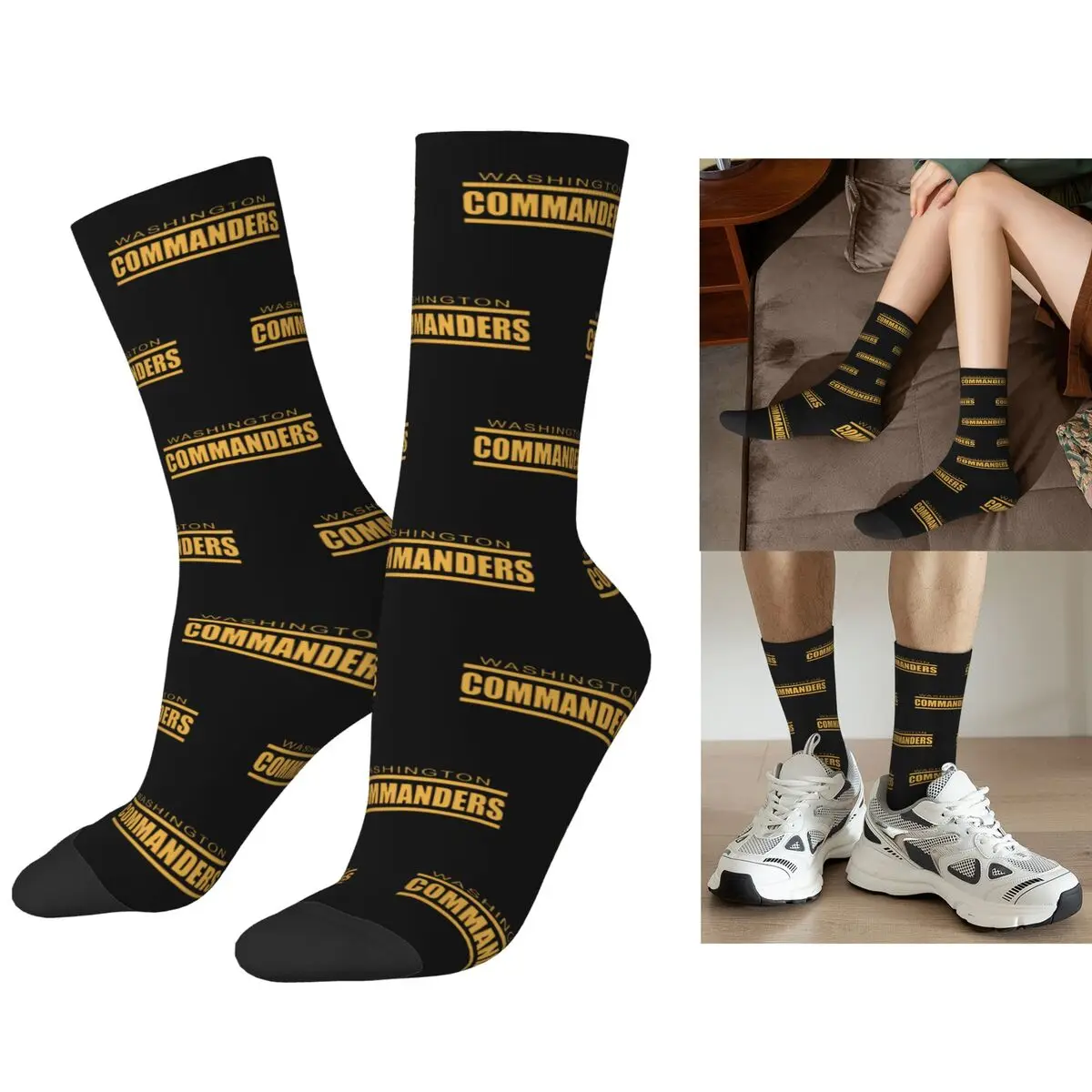 

Washington Commanders Socks Harajuku Super Soft Stockings All Season Long Socks Accessories for Man's Woman's Birthday Present