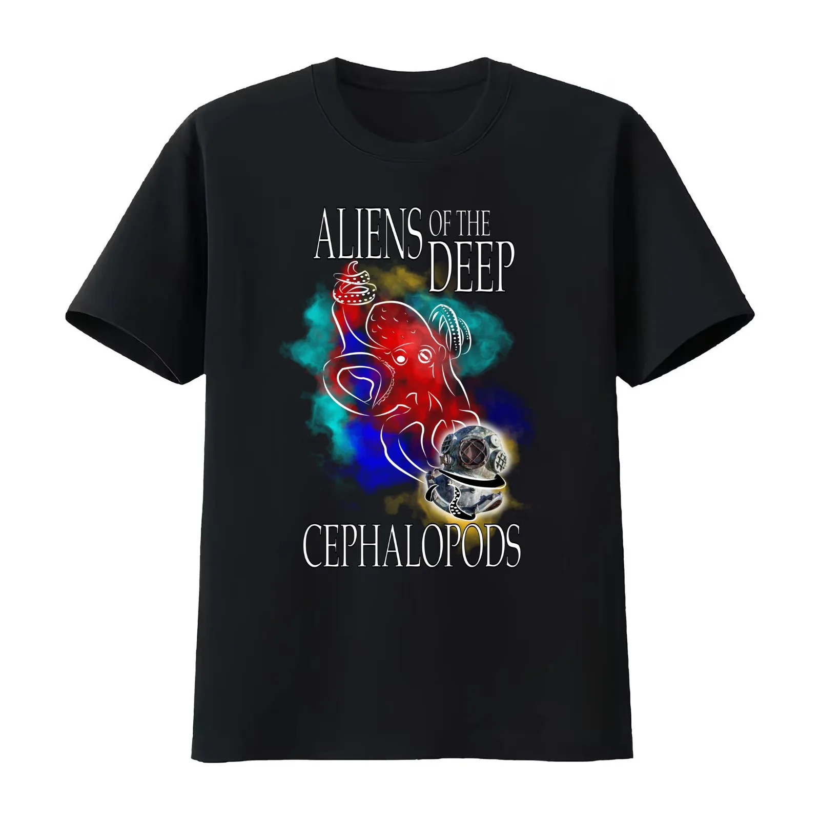 Octopus around dive helmet T-Shirt Summer Casual Cotton Tee Oversized Streetwear Tops Vintage Graphic Print Unisex Men Women