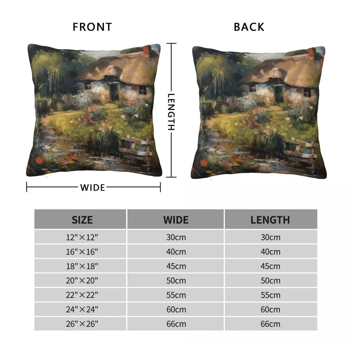 Thatched Chocolate Box Cottage Square Pillowcase Polyester Linen Velvet Printed Zip Decor Pillow Case Sofa Cushion Case