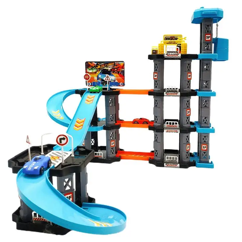 2024 Car Garage Toy Race Car Ramp Track Toy Car Race Track For Toddler 1-3 With 2 Cars Toddler Car Ramp Racer Montessori Toys