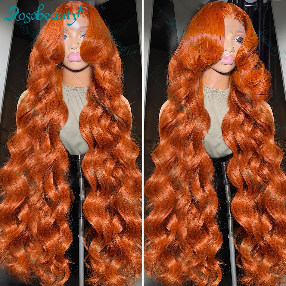 Body Wave13x6 13x7 HD Lace Frontal Wig Human Hair Ginger Orange Brazilian Water Wave 350 Colored 13x4 Lace Front Wigs For Women