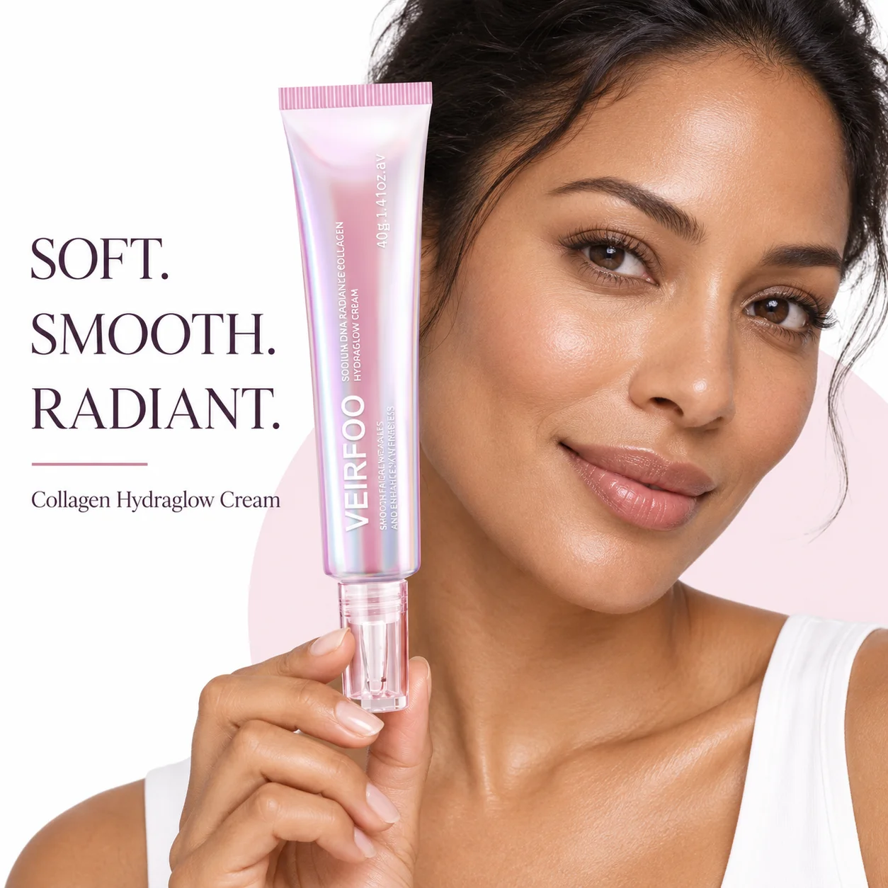 Creme Hidratante de Colágeno e DNA de Sódio, Base de Maquiagem Hidratante para Aplicação Suave de Base, Combate Manchas Secas e Proporciona Pele Radia