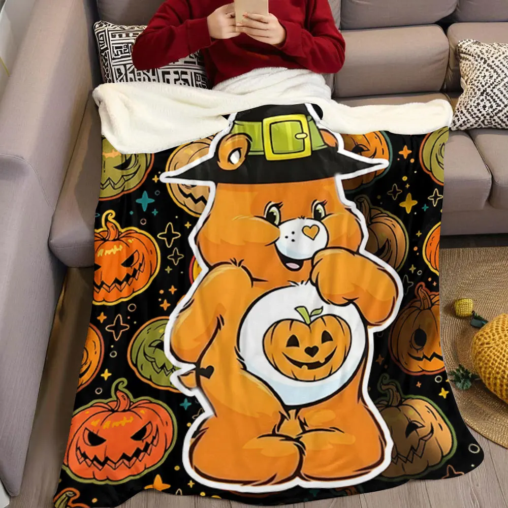 Halloween C-Care-s B-Bears Flannel Blanket Perfect for Sofa Office Bed Travel Sleep Read Relax Camping four season use