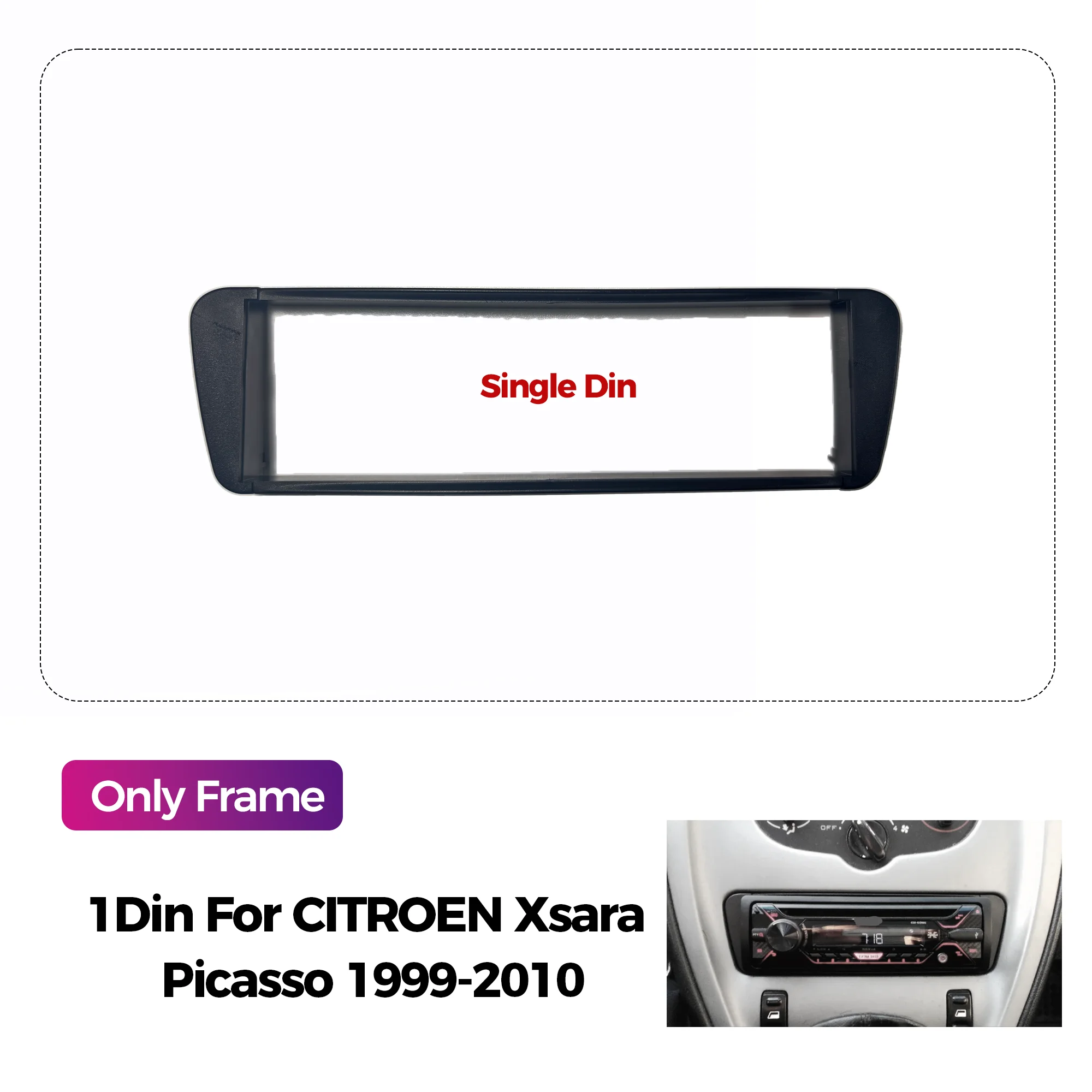 1Din راديو السيارة اللفافة لسيتروين كسارا بيكاسو 1999 2000-2009 2010 ستيريو داش CD تركيب مجموعة إطارات الدين واحد