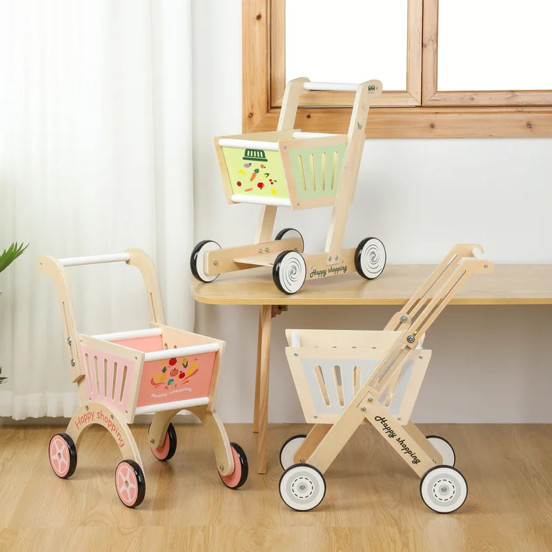 Children Role Toy Shopping Toy Baby Early Learning Montessori Educational Wooden Push/pull Toys Baby Walker