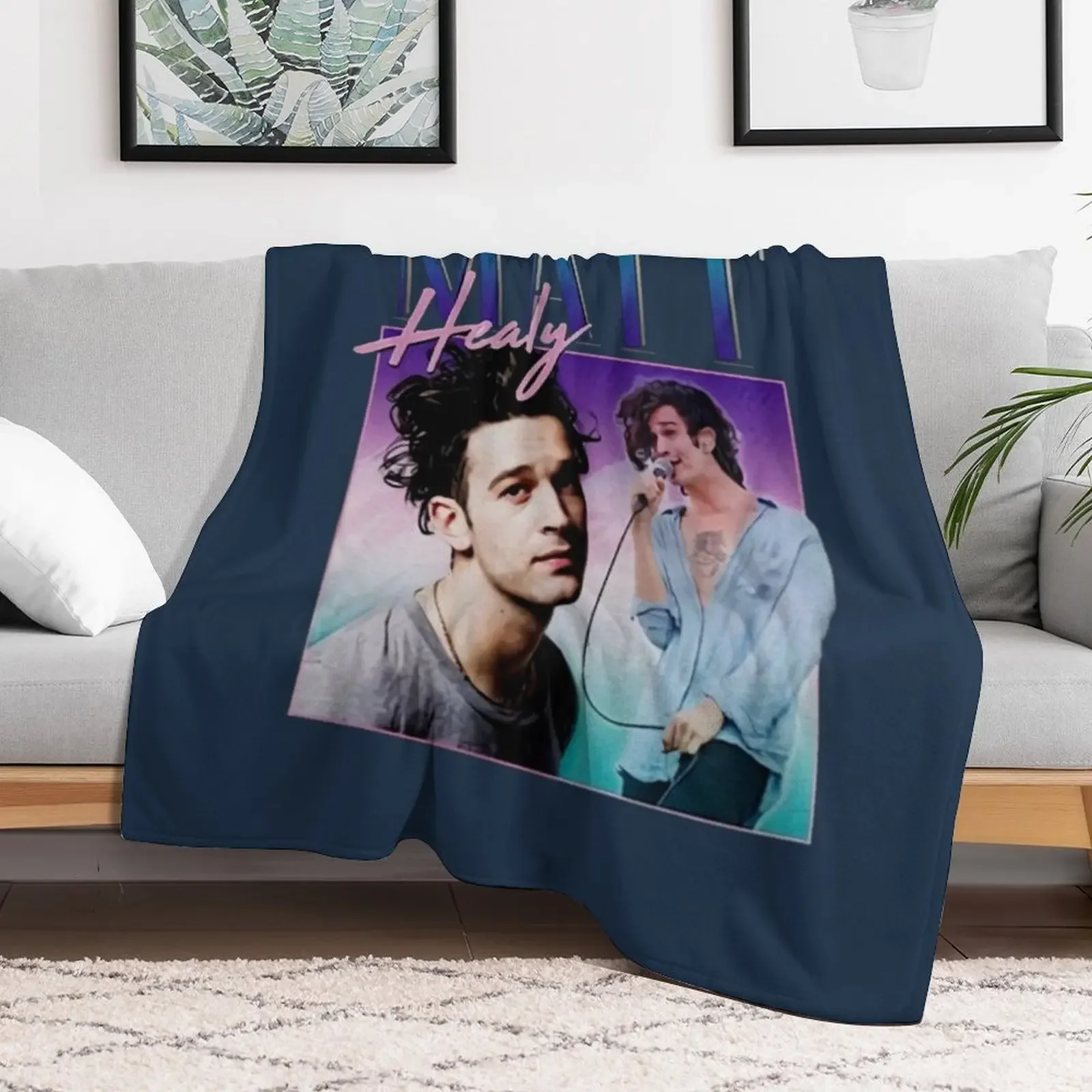 Matt Healy HomageFunny Matty 1975 Retro 90's 80's Party Throw Blanket Plaid on the sofa Vintage christmas gifts Moving Blankets