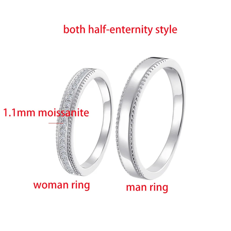 TFGLBU New Full Moissanite Ring for Women Couple Set Lab Diamond Rings Real 925 Sterling Silver Certified Band Wholesale Jewelry