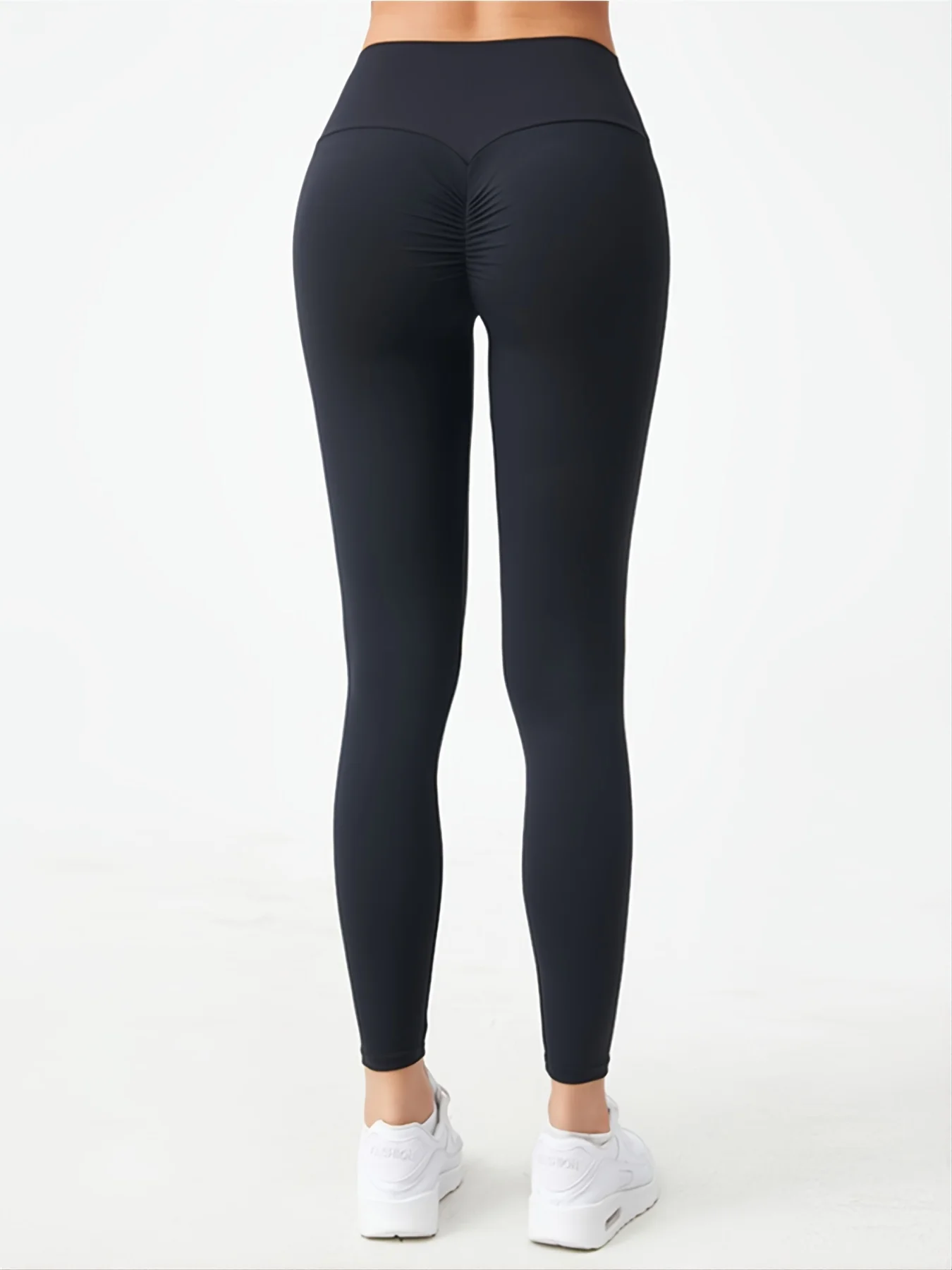 Yoga-Hose mit hoher Taille, Po-Lifting, gerüscht, pfirsichfarben, Hüfte, schnell trocknend, atmungsaktiv, Stretch, Sport-Leggings für das Training im Fitnessstudio