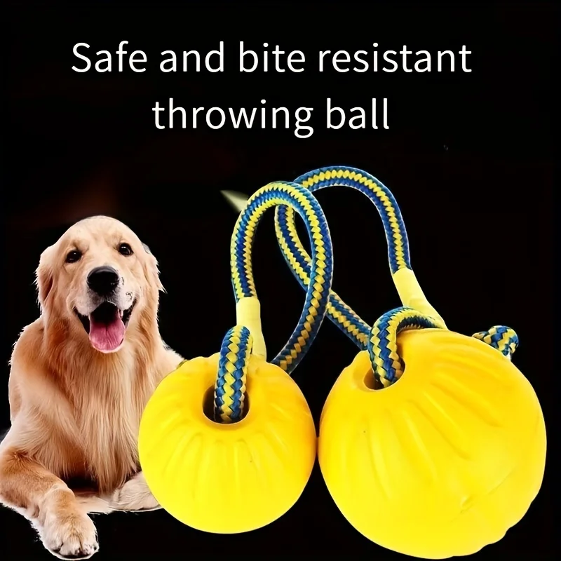 EVA pet toy ball dog floating flying disk training dog pull ring bite resistant teeth grinding pet ball wear rope ball