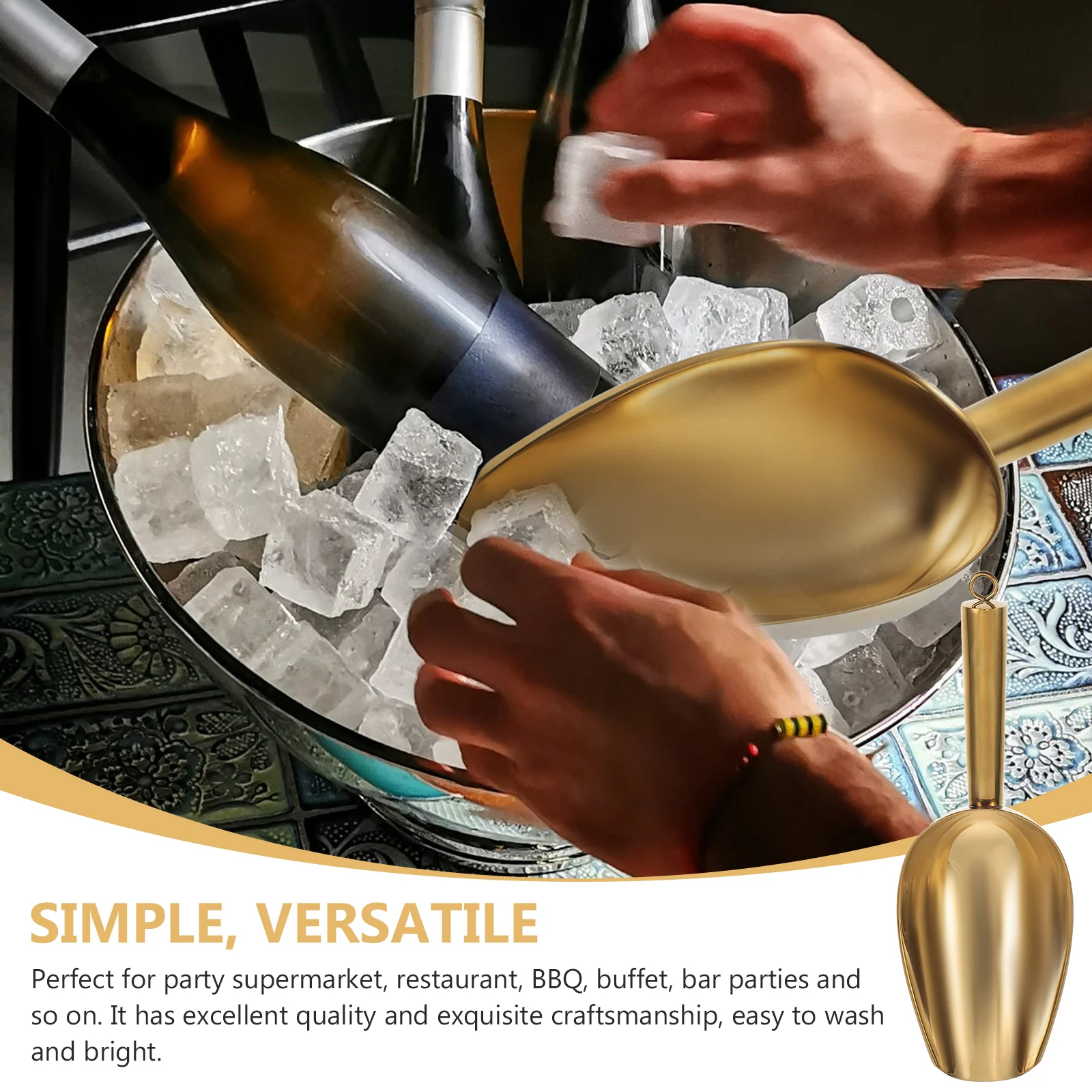 

1Set Stainless Steel Ice Shovel Ice Cube Scoop Tong Multi-Function Food Scoop for Party Bbq Buffet Kitchen Supply