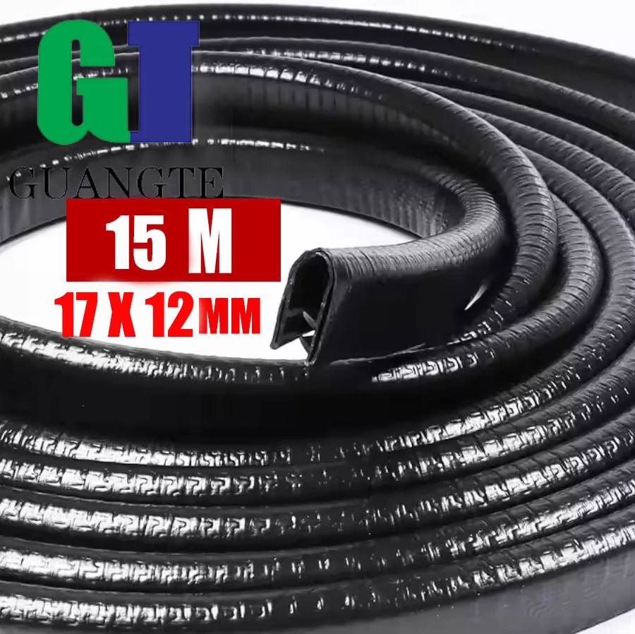 15M 12*17MM U Type Car Door Protector Edge Guard PVC Steel Auto Door Edge Scratch Protector Strip Car Sealing strip for Most Car