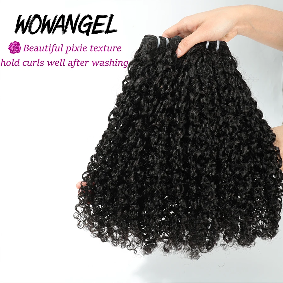 WOWANGEL 30 Zoll Pixie Lockige Echthaar-Bündel 100% Echthaar Brasilianische Jungfrauen-Haarverlängerungen Doppelt Gewebtes Tiefes Lockiges Haarbündel – Detail 4