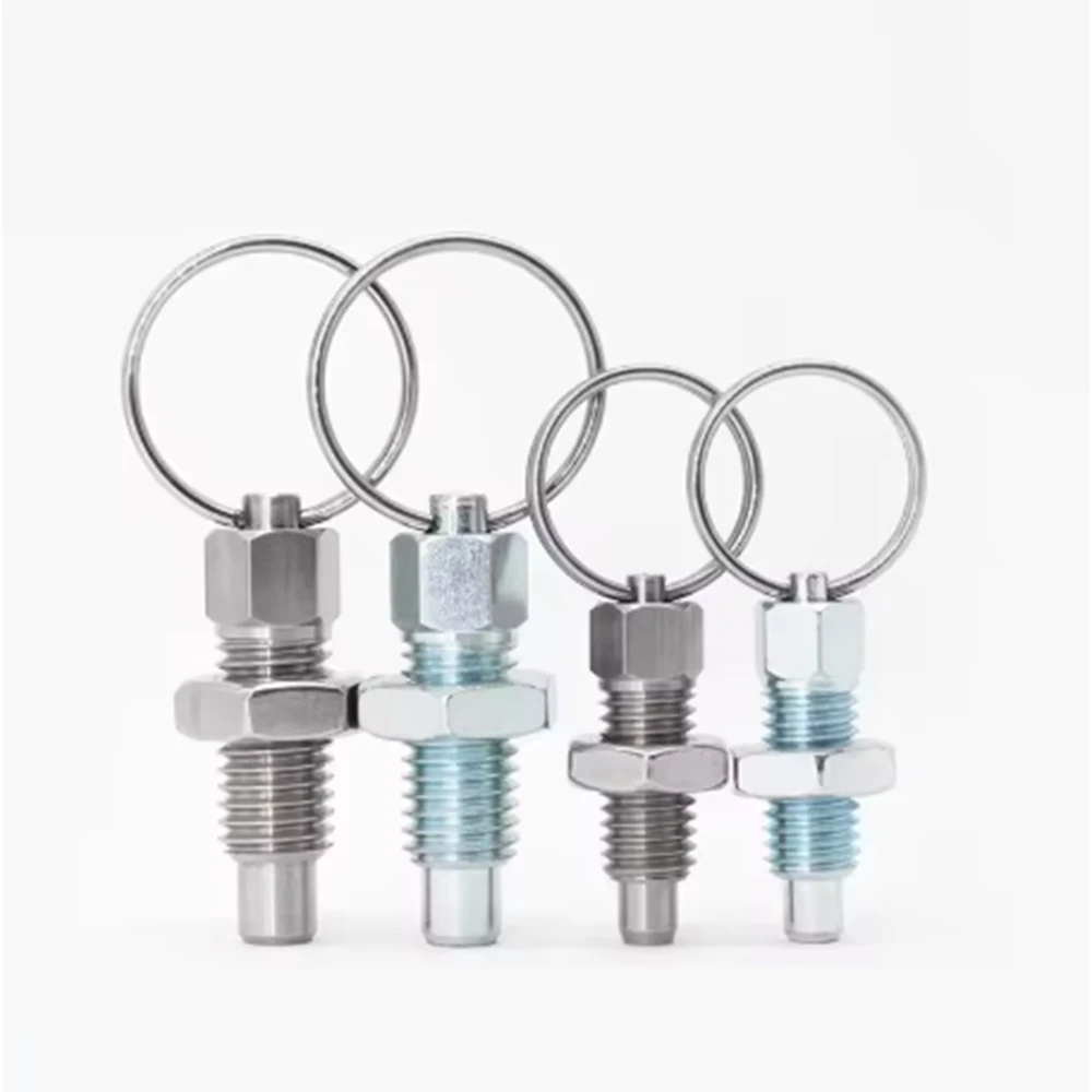 2-10Pcs Carbon steel / Stainless Steel Pull Ring Indexing Plunger Self-Locking Spring Locating Pin M6 M8 M10 M12 M16