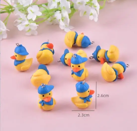 10pcs Fashion Duck with Cap Plastic Charms Pendant For DIY Jewelry Making Craft DIY 26mm tall