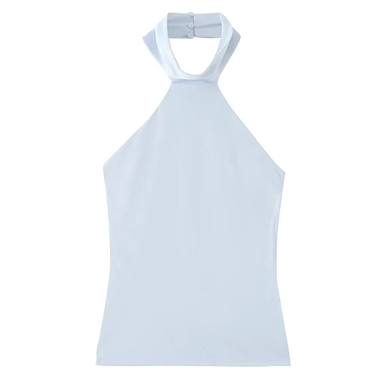 HXAO 2025 Halter Crop Top per donna con spalle scoperte Estate Solid Top Corsetto senza maniche Canotta Donna Backless Sexy Y2K Party Top
