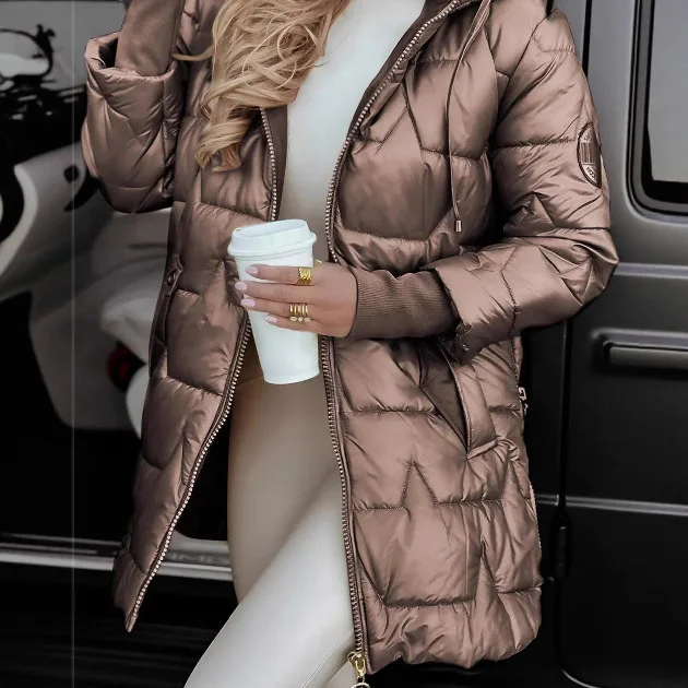 

Новая зимняя хлопковая куртка 2025 года с капюшоном и тремя молниями, универсальная и модная