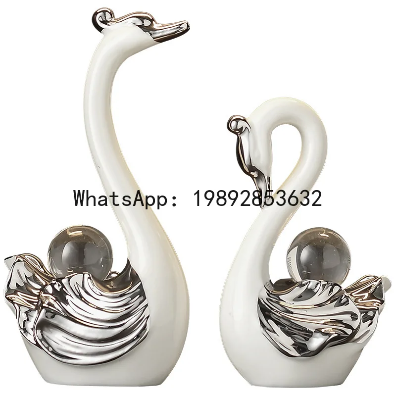 

Crystal swan ornament - luxury decor for living room, wine cabinet, and tv stand