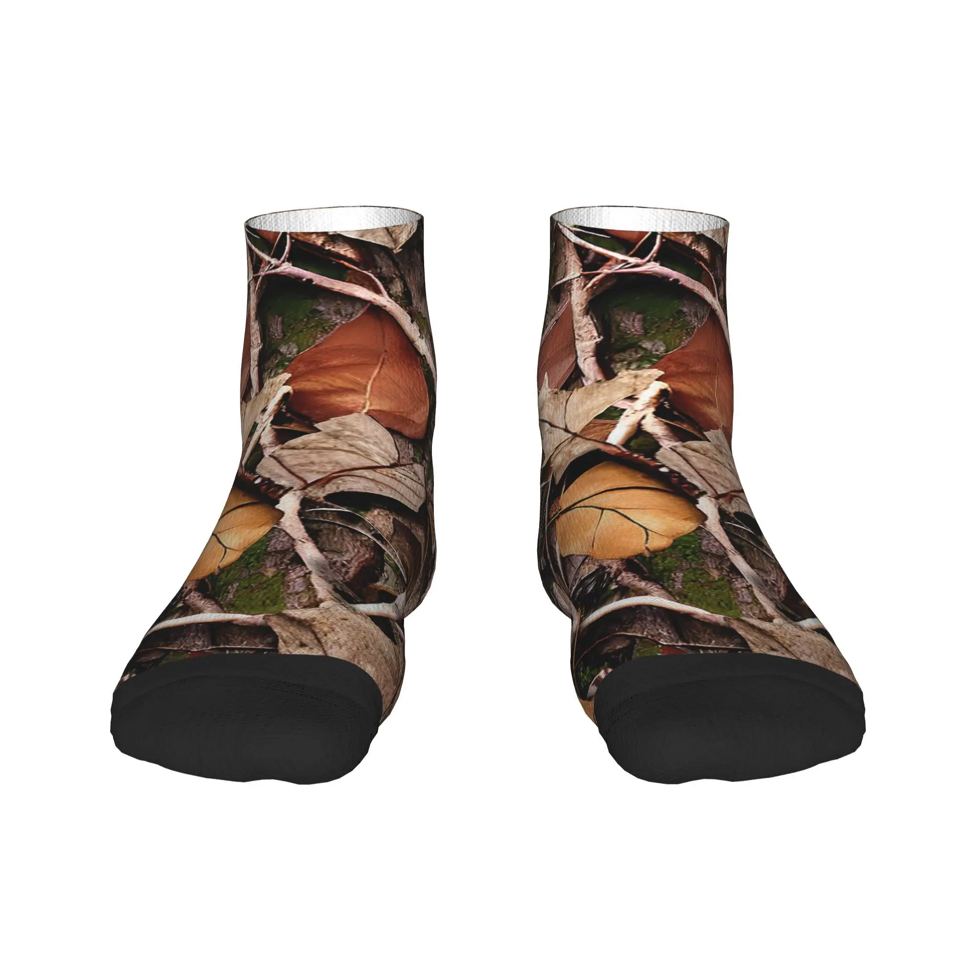 Realistic Tree Hunting Camo Leaves Sticks and Bark Camoflouge Socks Harajuku Stockings All Season Socks Accessories for Unisex