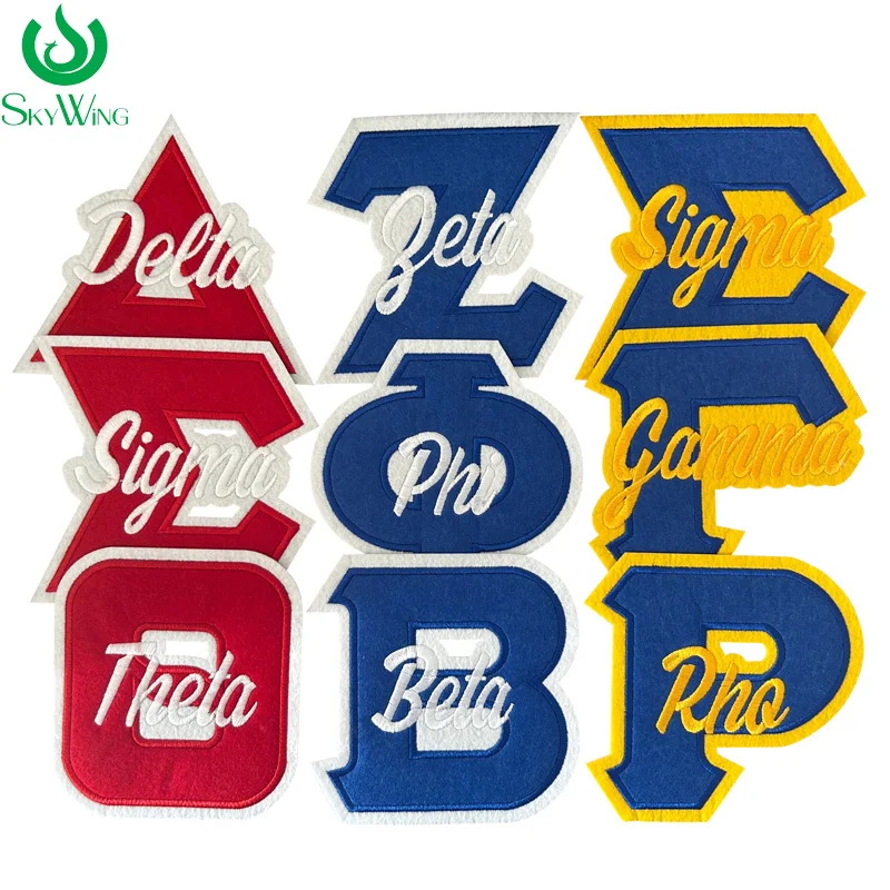 Classic Sorority Greek Alphabet Iron-on Patches, Machine Embroidery Greek Letter Delta Sigma Theta, SGRho  for Clothing