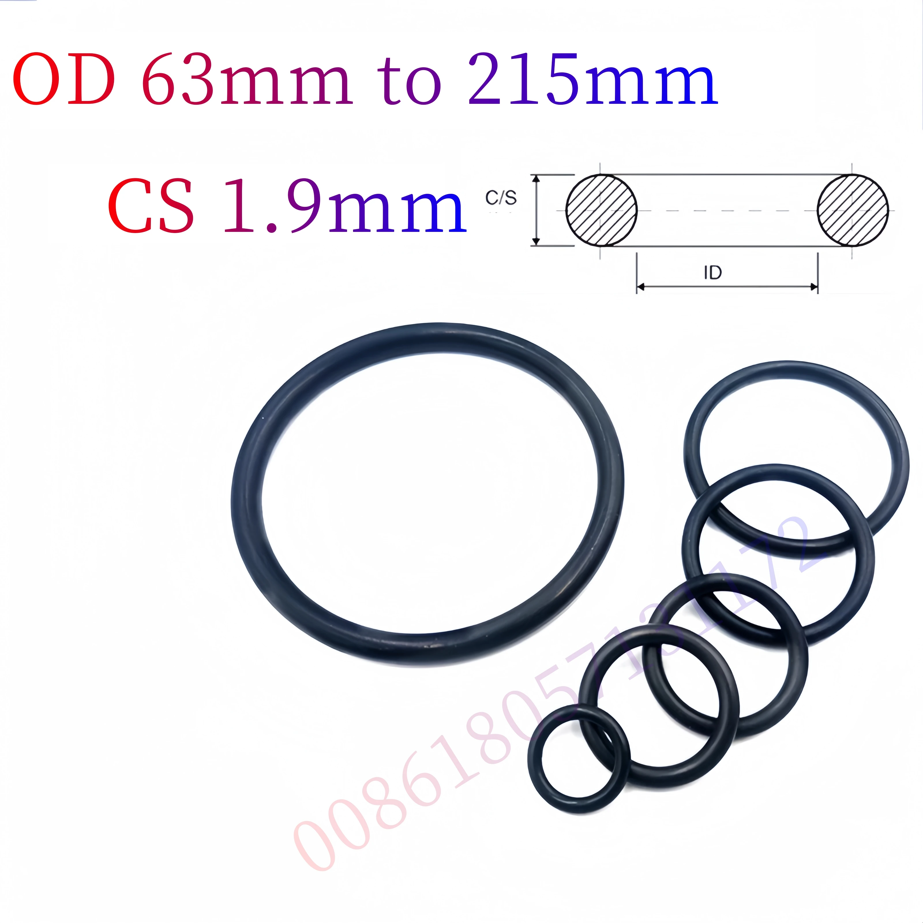 Custom EPDM 70 O-Rings, 1.9mm Cross-Section, Gasket Cushion, Weather, Ozone, UV, Chemical, Acid & Alkali Resistant, Black