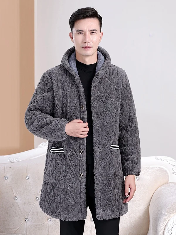 معطف رجالي شتوي من القطن الدافئ من Thiened Fce معطف طويل بقلنسوة متوسط الطول من Faion Urban Sle بزر واحد