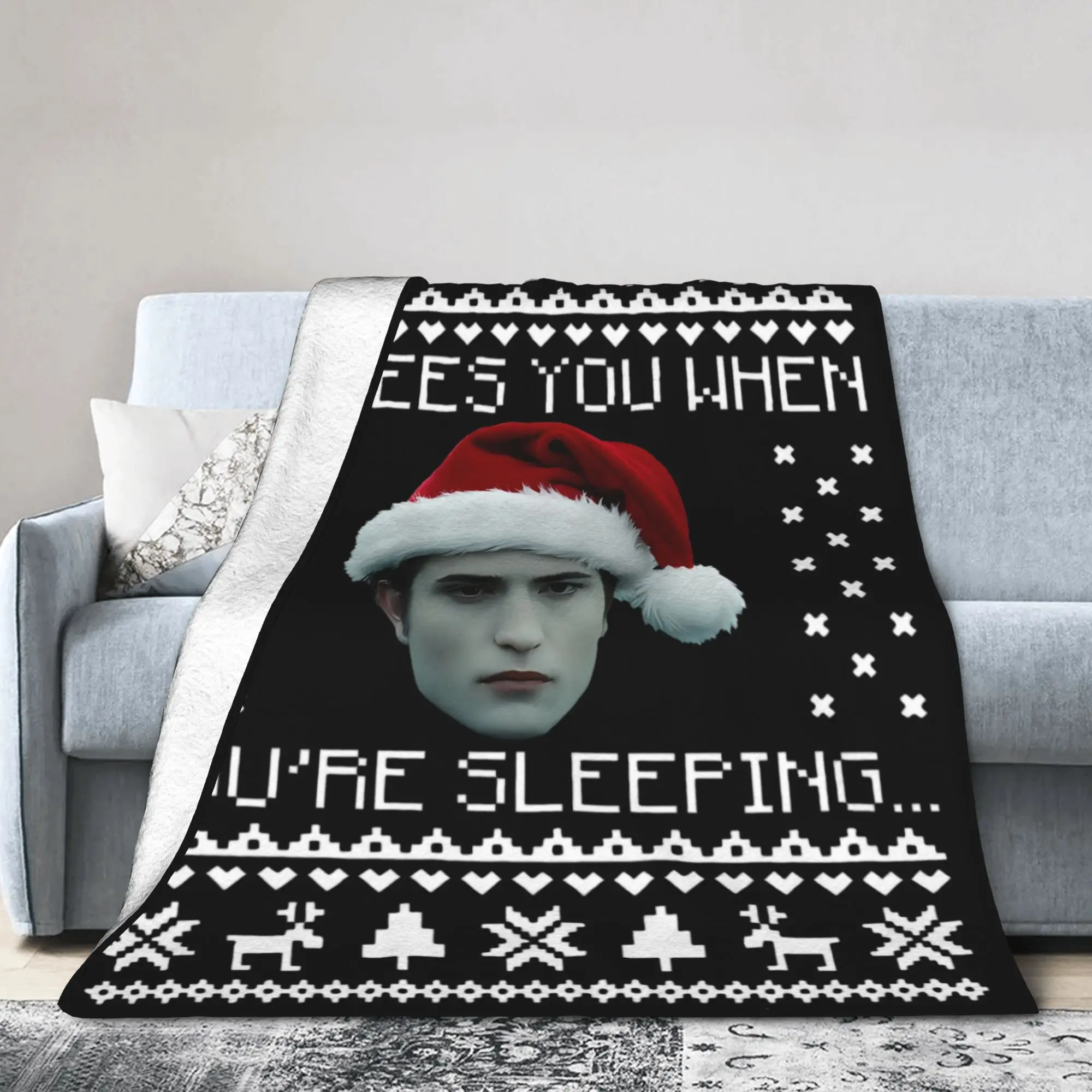 Twilights Vampire Edward Cullen Knitted Blanket Sleeping Christmas Flannel Bedding Throw Blanket Couch Soft Warm Gift Breathable